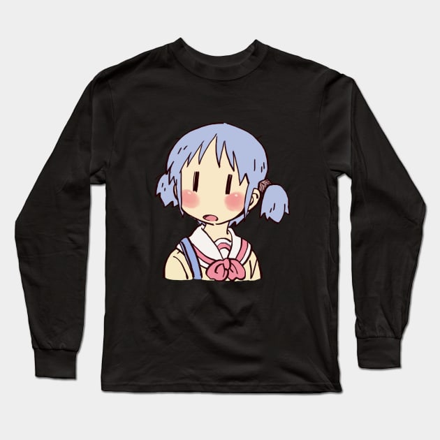 funny mio meme surprised face nichijou Long Sleeve T-Shirt by mudwizard